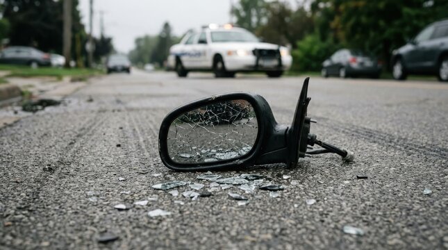 Car accident damage on a city street with police presence , Dangerous crash accident, Distracted driving, Emergency response, Highway collision