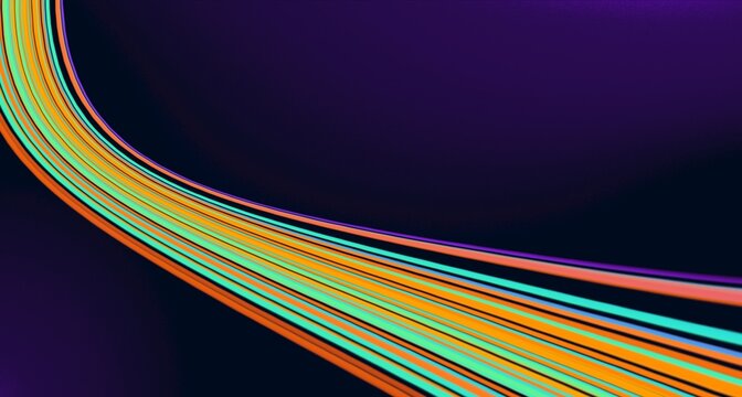 Colorful Light Trails on Dark Purple Abstract Background