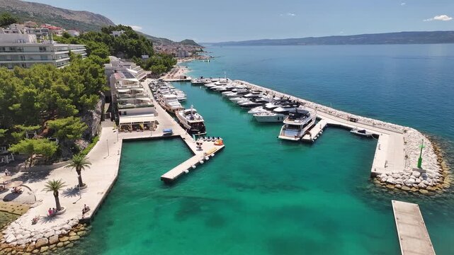 Luxury Boats Moored In Podstrana Marina, Croatia