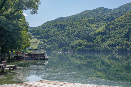 Panorama of Pliva lake near Jajce, Bosnia and Herzegovina