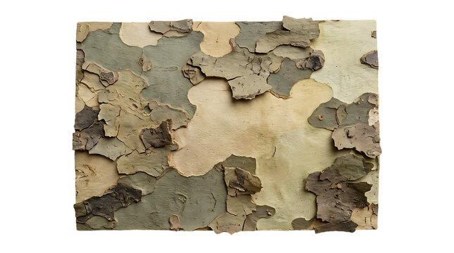 Natural texture of sycamore tree bark isolated on transparent background