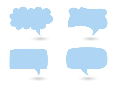 Blue speech bubbles for comic book or cartoon dialogue on transparent background