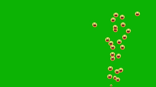 Haha button, react emotion icon animated , Smiley Face Social icon animation for streaming side panel isolated on black background