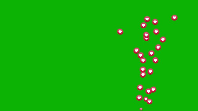 Emoji social media Live streaming style animated icon explosion. social media emojis of hearts animation randomly flying upward. Live streaming animated icon. Floating animation of a love emoji icon 