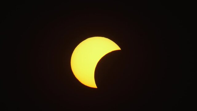 Solar eclipse observed through various stages
