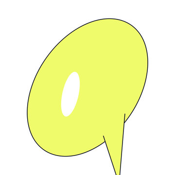 A bright yellow speech bubble icon for graphic design communication and digital messaging projects and layouts