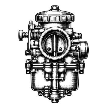 Hand-drawn Sketch A Carburetor Engine Hand-drawn vintage engraving illustration