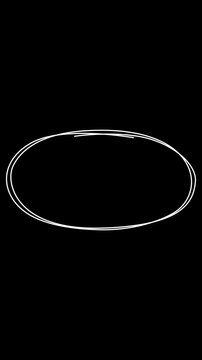 Oval Scribble Animation &ndash; Hand Drawn Doodle Sketch Ellipse with Transparent Background, Animated red circle marker drawing effect, hand-drawn highlighter scribble, grunge marker pen style. Сopy space.