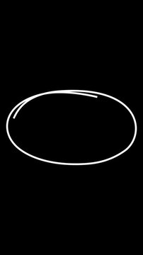 Oval Scribble Animation &ndash; Hand Drawn Doodle Sketch Ellipse with Transparent Background, Animated red circle marker drawing effect, hand-drawn highlighter scribble, grunge marker pen style. Сopy space.