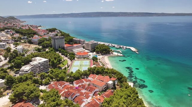 Hotel Complex And Podstrana Coastline From Above, Croatia