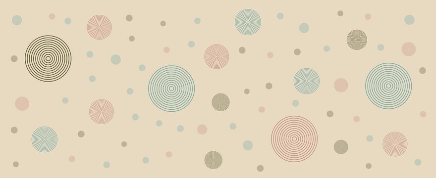Retro abstract pattern with concentric circles in soft pastel colors