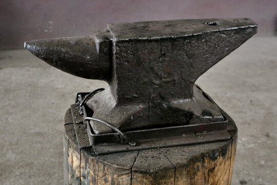 old blacksmith anvil close-up