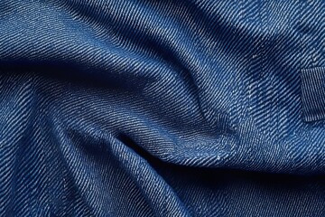 Fototapeta premium Close Up of Blue Denim Fabric Textures Showcasing Detailed Diagonal Cotton Twill Weave Pattern