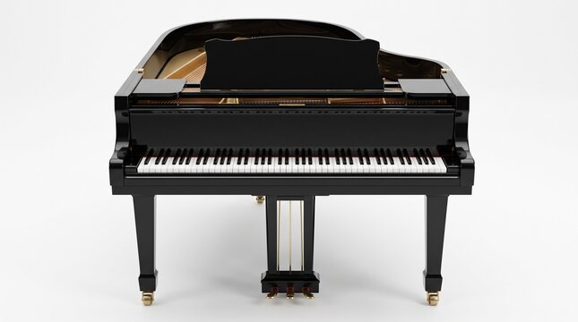 Grand Piano Elegance: A classic grand piano, with its polished black finish and intricate keyboard, stands ready to fill the air with its resonant melodies.