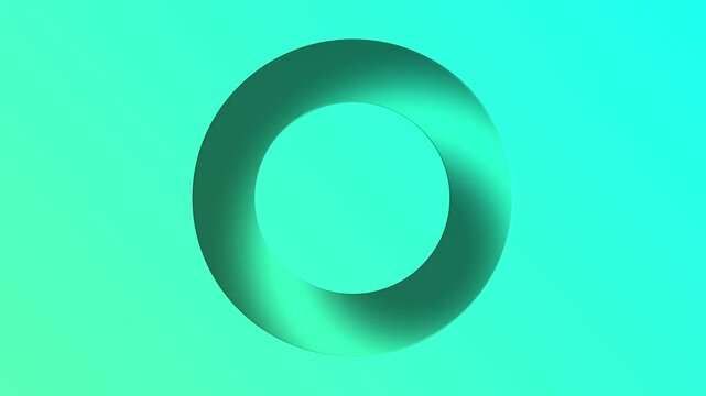 Turquoise circle zooming on background. Abstract geometric shape frame for visual presentation, text