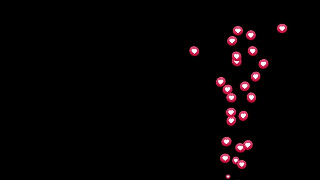 Emoji social media Live streaming style animated icon explosion. social media emojis of hearts animation randomly flying upward. Live streaming animated icon. Floating animation of a love emoji icon 