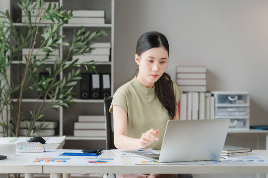 Focused Woman Working in an Office