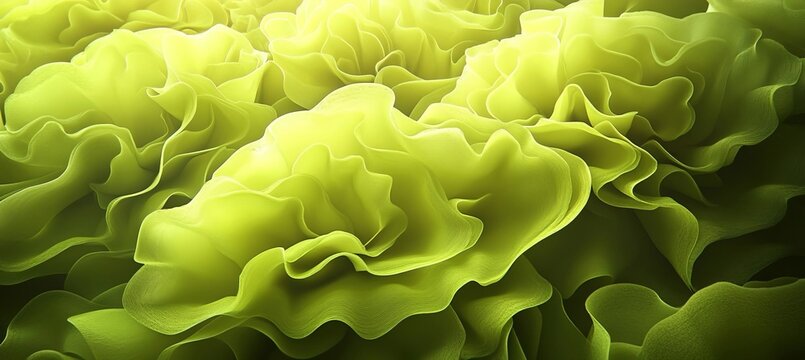 Macro Close Up Abstract Texture Produced By Fresh Petals Radiating Soft Yellow Green Hues Or Light.