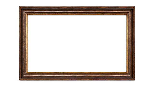 Ornate Antique Wooden Picture Frame Isolated on White