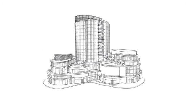 Pencil Sketch To Realistic Modern City Building Animation