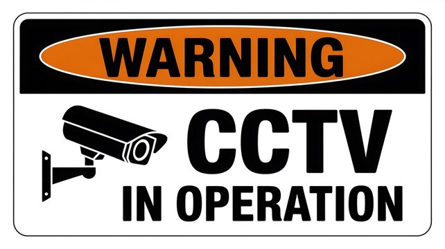 Cctv in operation warning sign with security camera icon
