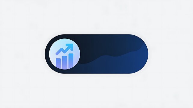 Blue growth bar chart icon button for business website