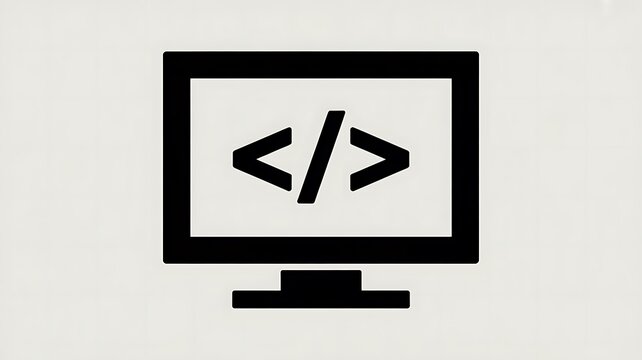 Computer monitor icon showing code programming symbol