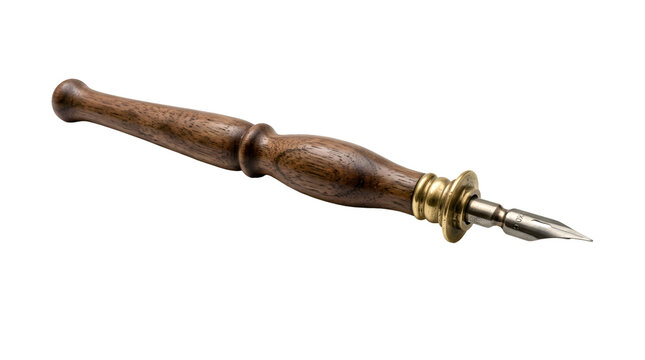 Classic wooden dip pen with metal nib for traditional calligraphy writing
