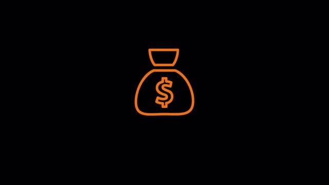 Minimalist outline icon of a money bag with a dollar sign