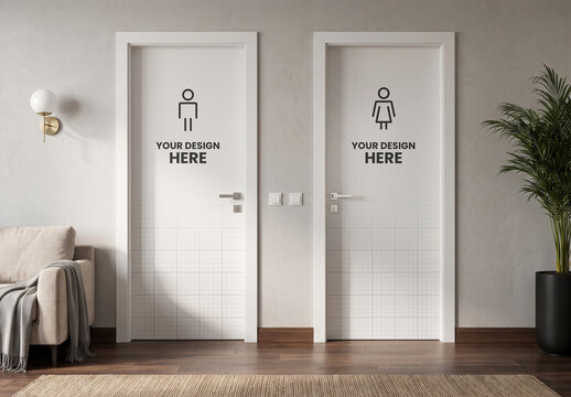Two Doors Bathroom Mockup