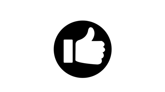 Black circle thumbs up like icon isolated on white background vector illustration