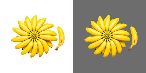 Fresh organic yellow bananas arranged in a circle shape transparent png © Habib