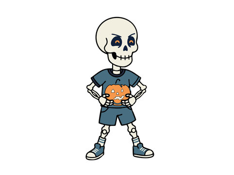 Cartoon skeleton holding jack