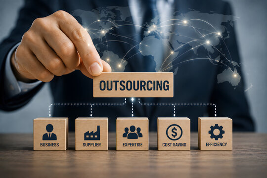 Business Outsourcing and External Service Partnership Concept