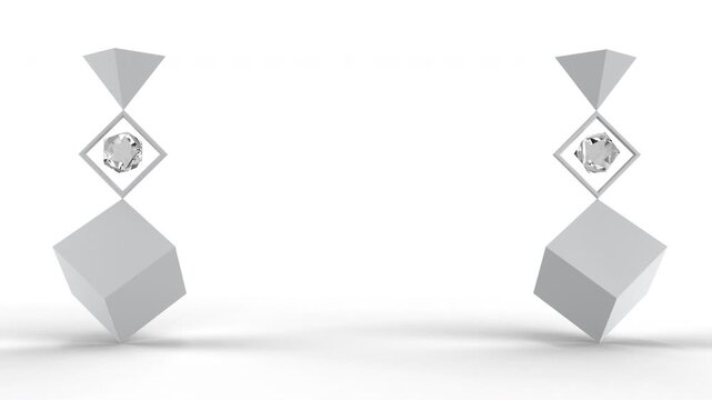 Simple geometric elements, background animation, white and glass elements