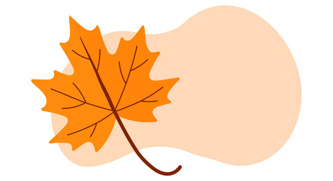 First Day of Fall Orange Maple Leaf Graphic on Peach Background