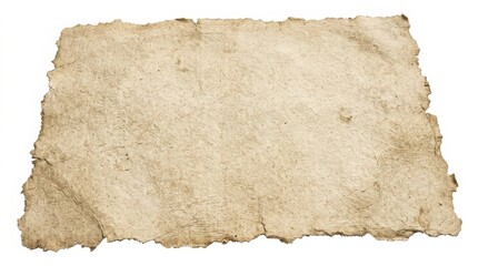 Fototapeta premium Rectangular sheet of rough, textured beige handmade paper, isolated