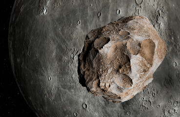 Asteroids in Space and the moon, 3d animation © Mikael Damkier