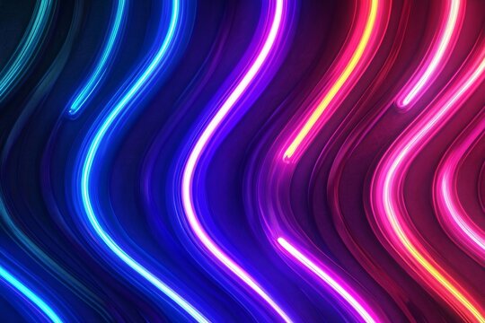 Abstract Background Featuring Vibrant Flowing Neon Lines In Pink And Blue For Modern Technology Art.