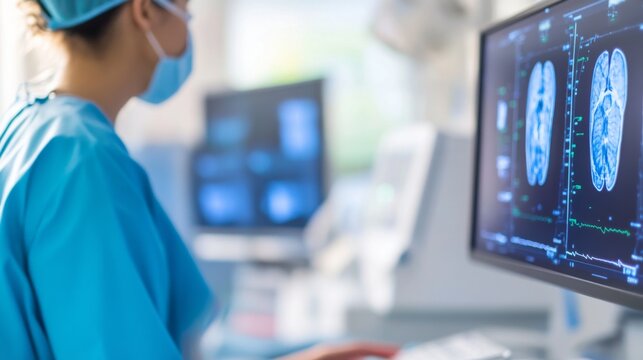 Medical Specialist Optimizing Hospital Digital Sys Healthcare Maintenance Display, medical technology service, AI diagnostic solutions, connected healthcare support