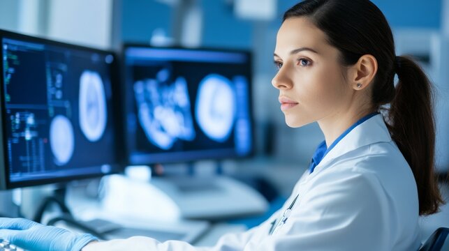 Medical Technician Validating Laboratory Quality Control With Diagnostic Service Wide View, medical technology service, AI diagnostic solutions, connected healthcare support