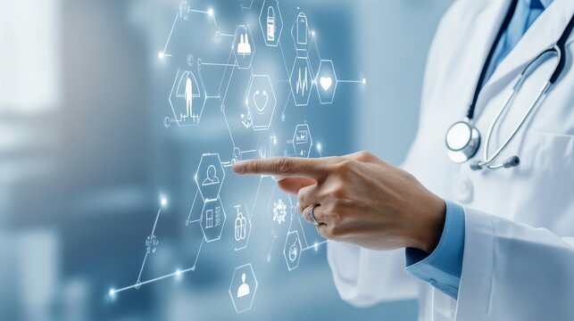 Patient Monitoring With Wearable Sensors Connected Hea Healthcare Maintenance Display, medical technology service, AI diagnostic solutions, connected healthcare support