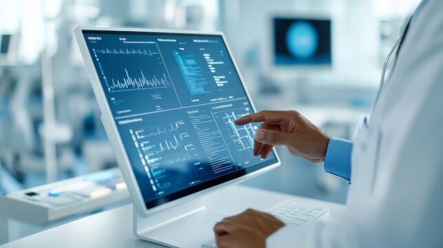 Powered Healthcare Analytics Dashboard Medical Data Visual Healthcare Maintenance Display, medical technology service, AI diagnostic solutions, connected healthcare support