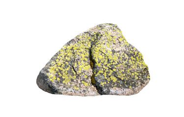 stone covered with green lichen isolated on white background © Svitlana