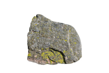 stone covered with green lichen isolated on white background © Svitlana