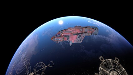宇宙船と地球　3DCGレンダリング © tsuneomp
