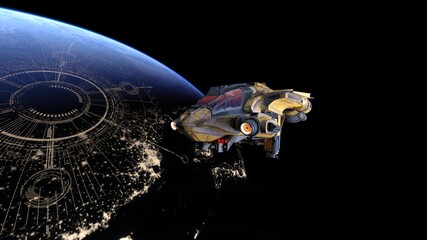 宇宙船と地球　3DCGレンダリング © tsuneomp