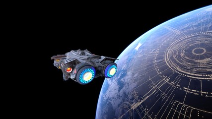 宇宙船と地球　3DCGレンダリング © tsuneomp