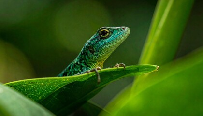 Fototapeta premium green iguana on a branch