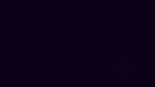 Animated purple crosshair target moving across dark animation 4k background, for gaming and, ui reticle